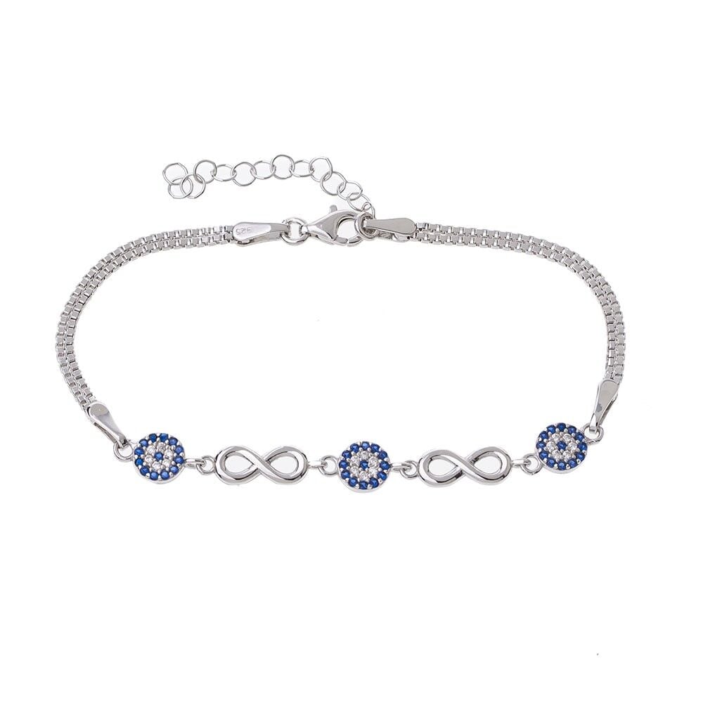 Nazar Boncuğu Sonsuzluk Model-2 925 Ayar Gümüş Kadın Bileklik