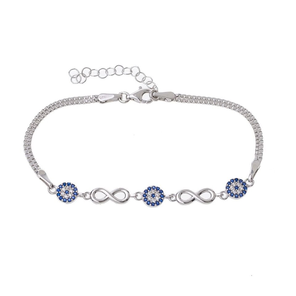 Nazar Boncuğu Sonsuzluk Model-2 925 Ayar Gümüş Kadın Bileklik