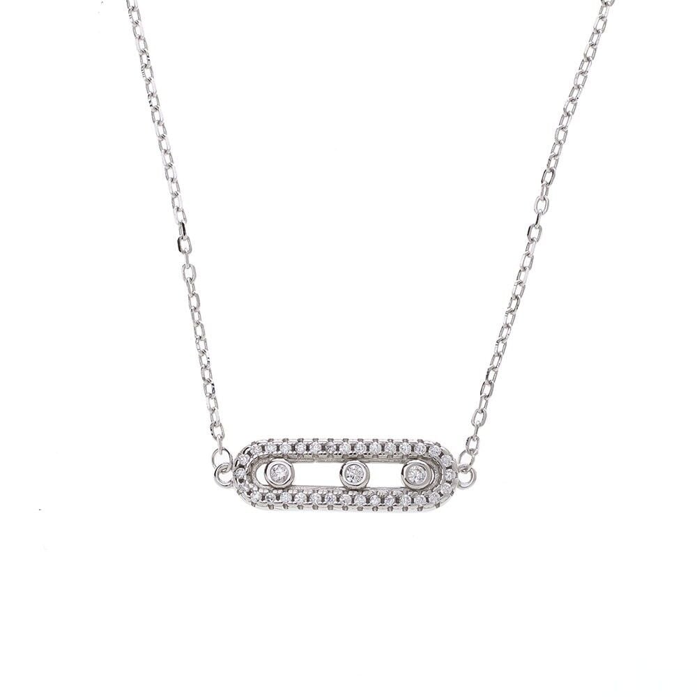 3lü Hareketli Zirkon Taşlı 925 Ayar Gümüş Kadın Kolye