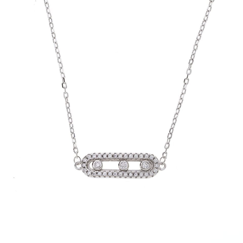 3lü Hareketli Zirkon Taşlı 925 Ayar Gümüş Kadın Kolye