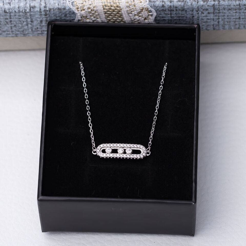 3lü Hareketli Zirkon Taşlı 925 Ayar Gümüş Kadın Kolye