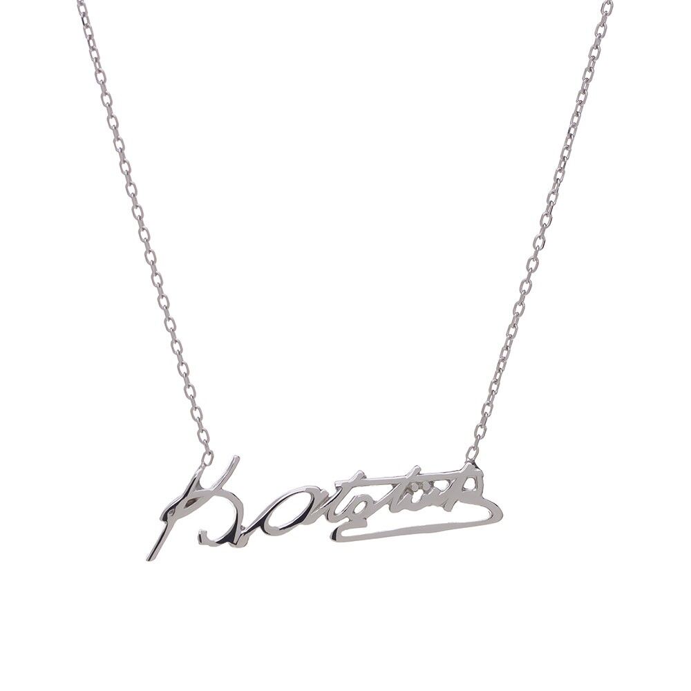 Kemal Atatürk İmza 925 Ayar Gümüş Kadın Kolye