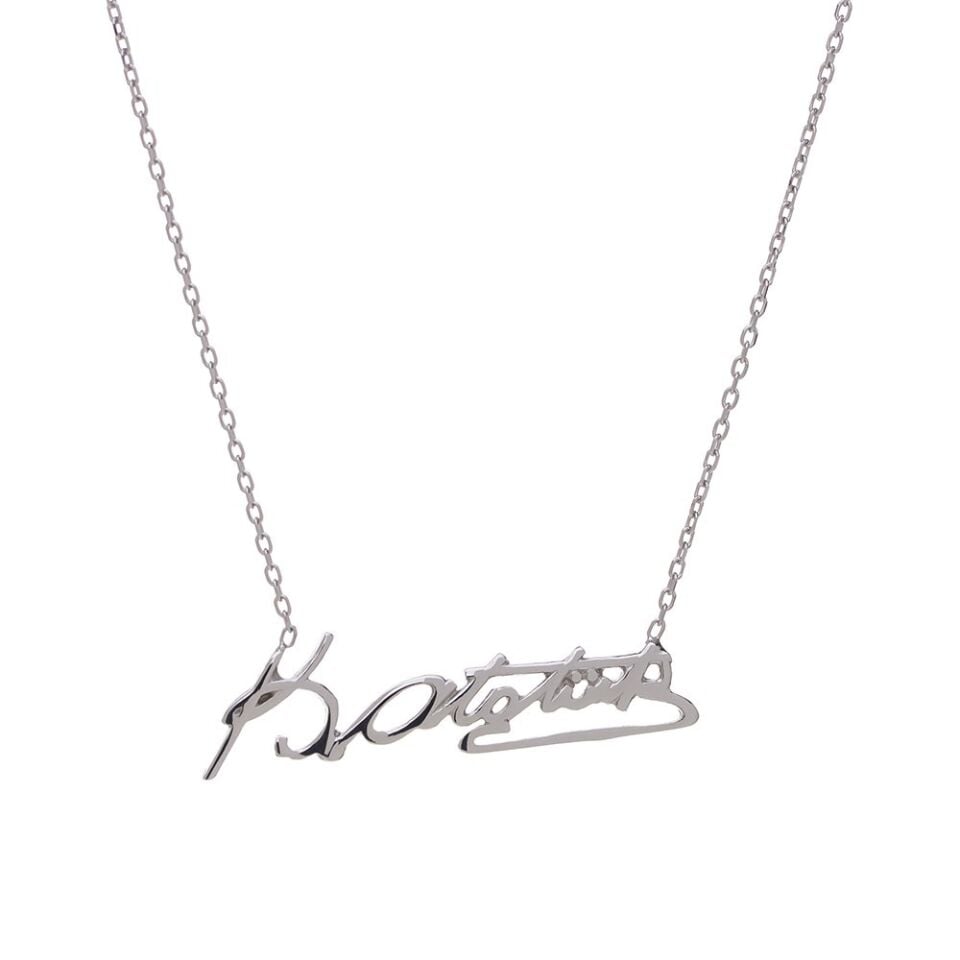 Kemal Atatürk İmza 925 Ayar Gümüş Kadın Kolye