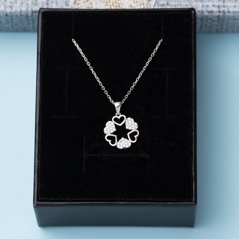 Kalpli Halka Zirkon Taşlı  Model 925 Ayar Gümüş Kadın Kolye