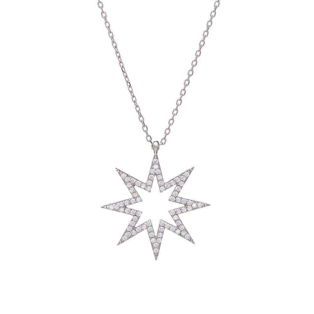 Kuzey Kutup Yıldızı Model-3 925 Ayar Gümüş Zirkon Taşlı Kadın Kolye