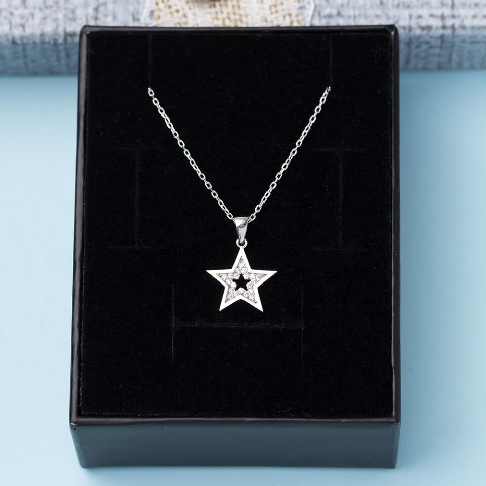 Yıldız Model-2 Zirkon Taşlı 925 Ayar Gümüş Kadın Kolye