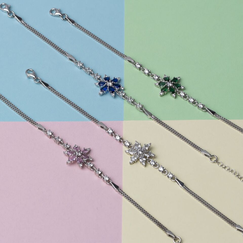 Lotus Model Yeşil Zirkon Taşlı 925 Ayar Gümüş Kadın Bileklik