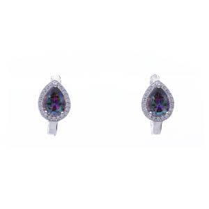 Damla Model Mistik Topaz Taşlı 925 Ayar Gümüş Kadın Üçlü Set
