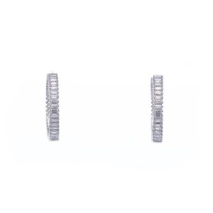 20 mm Halka Baget Taşlı 925 Ayar Gümüş Kadın Küpe