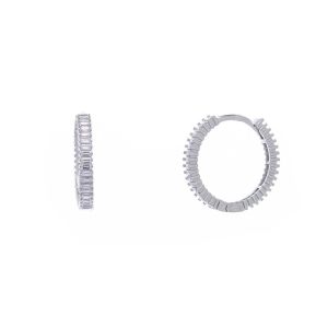 20 mm Halka Baget Taşlı 925 Ayar Gümüş Kadın Küpe