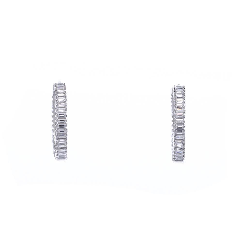 20 mm Halka Baget Taşlı 925 Ayar Gümüş Kadın Küpe