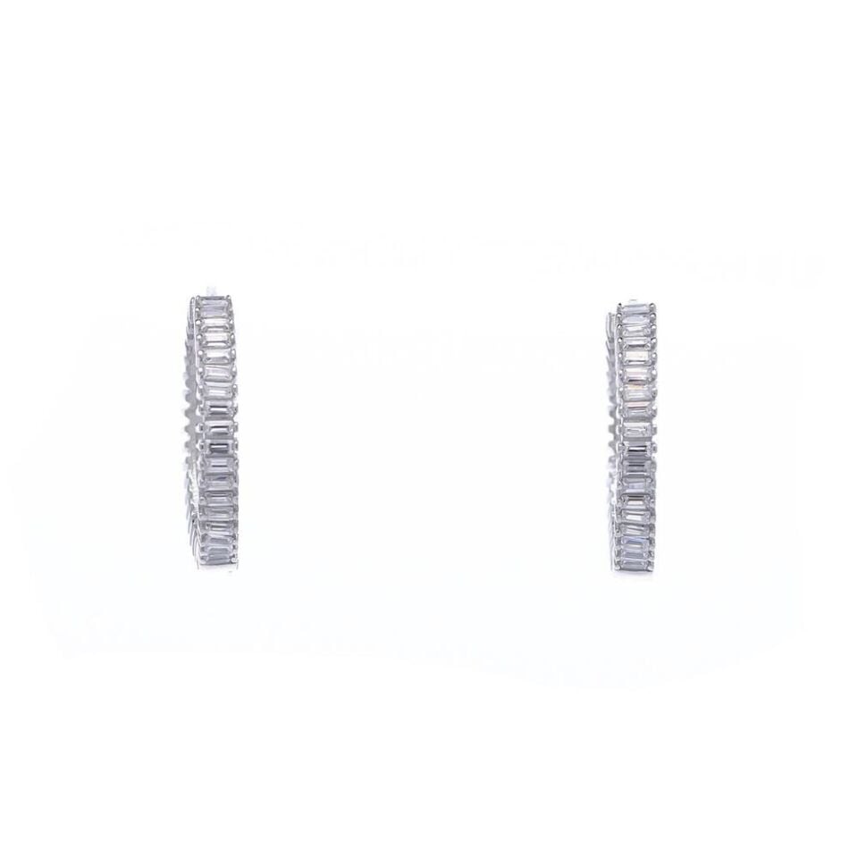 20 mm Halka Baget Taşlı 925 Ayar Gümüş Kadın Küpe