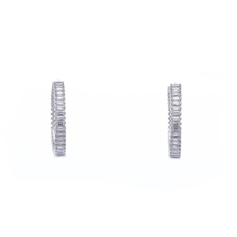 20 mm Halka Baget Taşlı 925 Ayar Gümüş Kadın Küpe