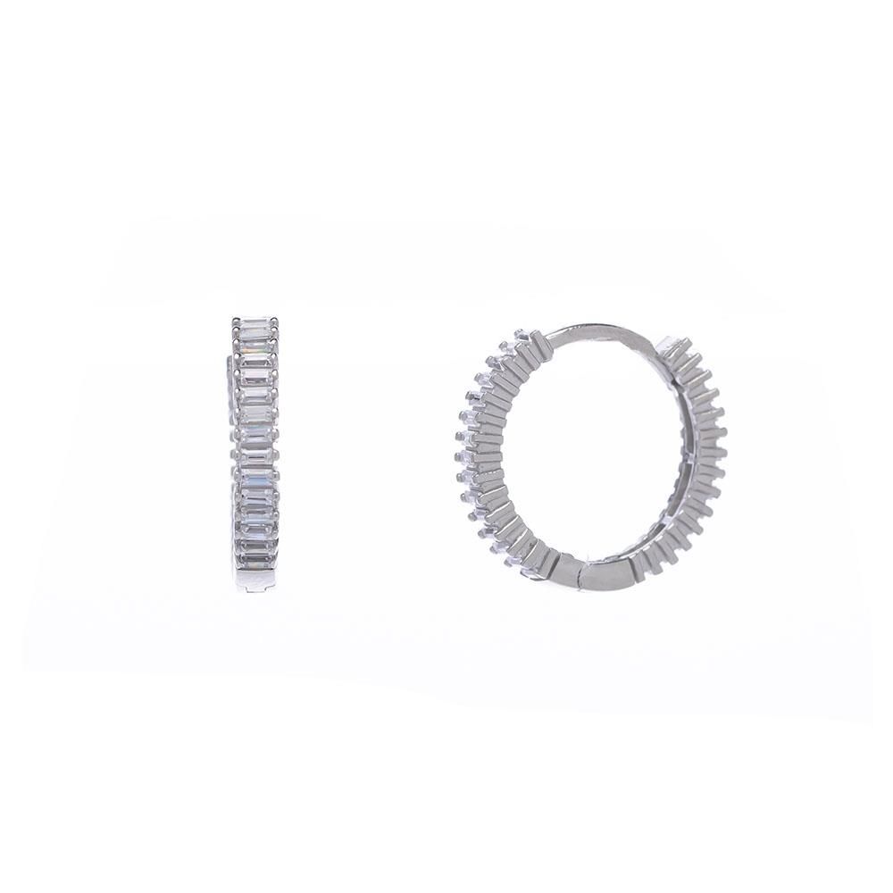 18 mm Halka Baget Taşlı 925 Ayar Gümüş Kadın Küpe