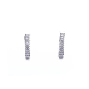 18 mm Halka Baget Taşlı 925 Ayar Gümüş Kadın Küpe