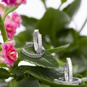 18 mm Halka Baget Taşlı 925 Ayar Gümüş Kadın Küpe