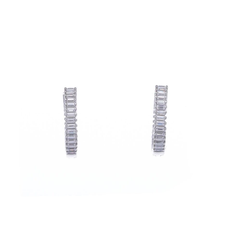 18 mm Halka Baget Taşlı 925 Ayar Gümüş Kadın Küpe