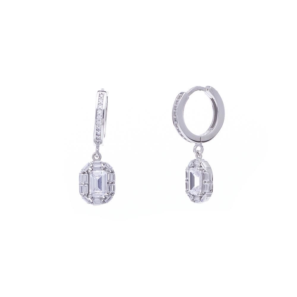 Baget Taşlı Oval Model 925 Ayar Gümüş Kadın Küpe