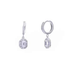 Baget Taşlı Oval Model 925 Ayar Gümüş Kadın Küpe