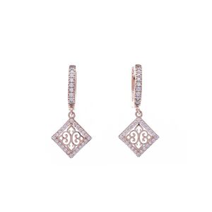 Otantik Desenli Dörtgen Model Rose Rengi 925 Ayar Gümüş Kadın Küpe