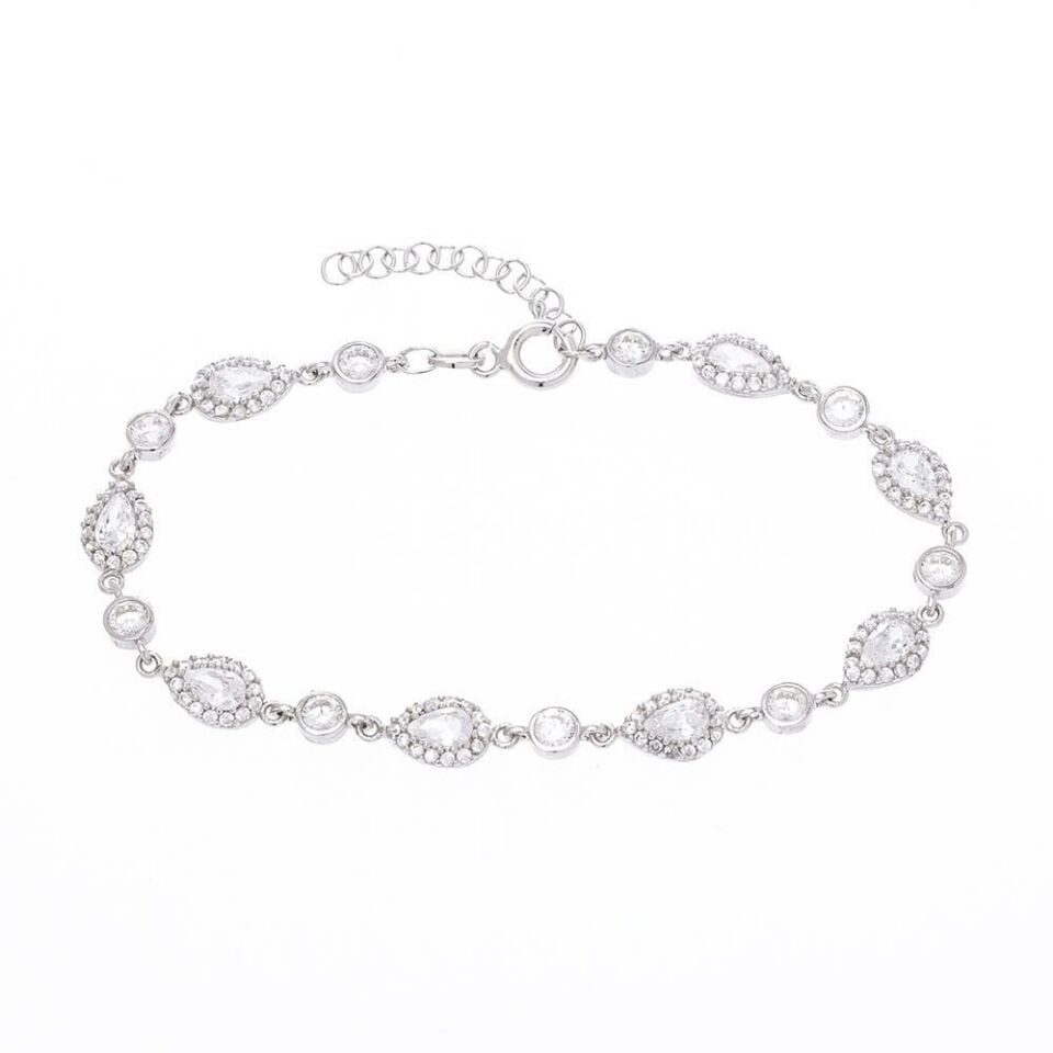 Damla Model 3-5 MM Zirkon Taşlı 925 Ayar Gümüş Kadın Bileklik