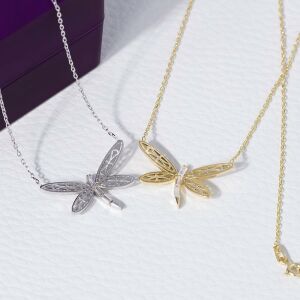 Yusufçuk Model Gold Rengi Baget Zirkon Taşlı 925 Ayar Gümüş Kadın Kolye