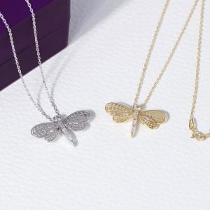 Yusufçuk Model-1 Gold Rengi Baget Zirkon Taşlı 925 Ayar Gümüş Kadın Kolye
