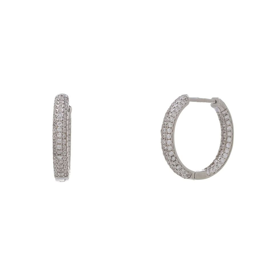 18 mm Halka Model-2 925 Ayar Gümüş Zirkon Taşlı Kadın Küpe